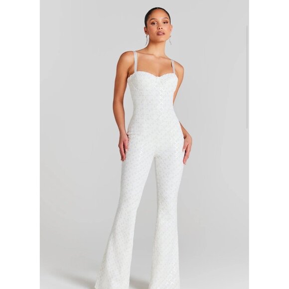 Nadine Merabi Hailey White Jumpsuit Size S/M - Picture 2 of 9